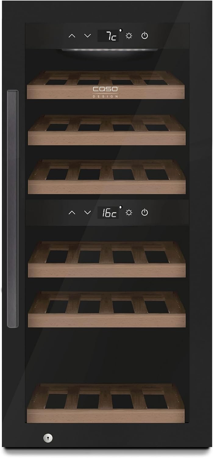 Weinkühlschrank 24 WineExclusive Smart - Design, bis zu 24 Flaschen, Zwei getrennte Temparaturzonen einstellbar von 5°-20°C, LED beleuchtet