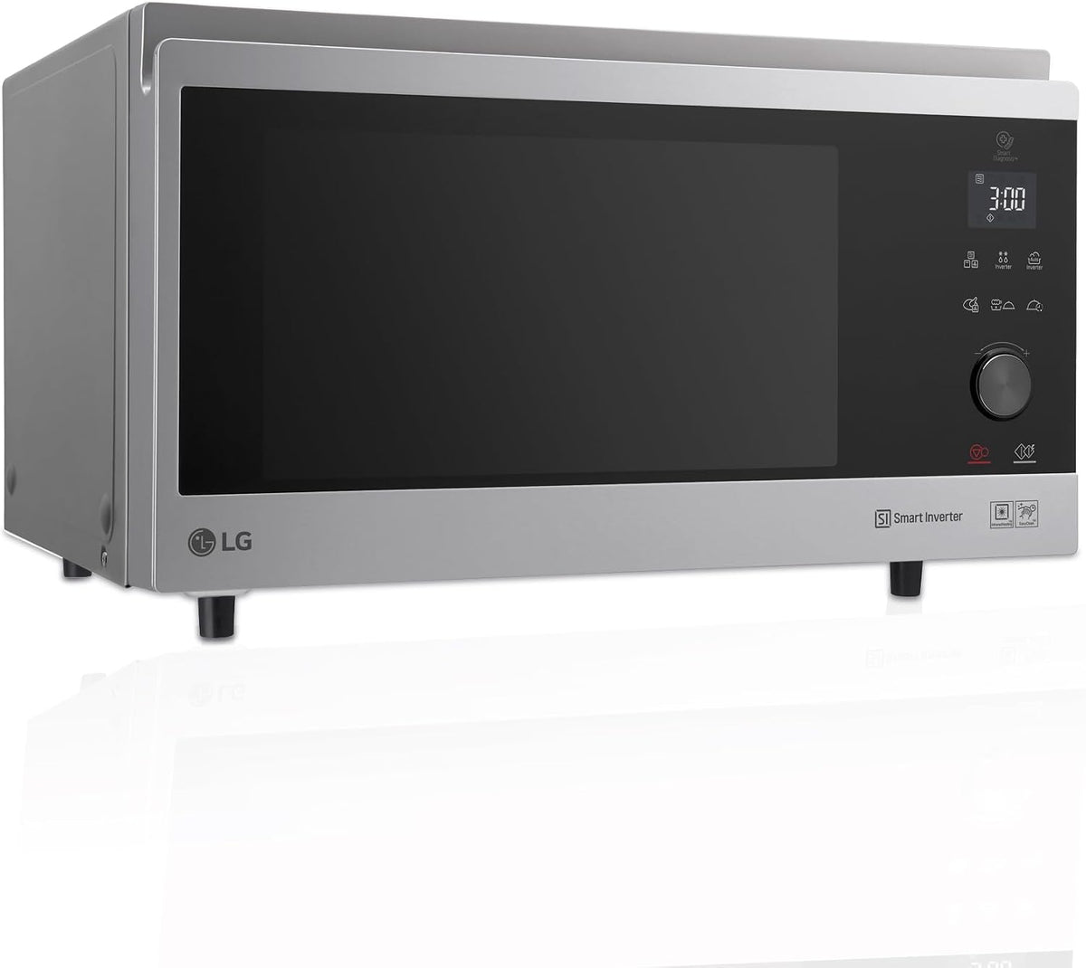 LG MJ3965ACS - Mikrowelle, n-Ofen 4 in 1 Smart Inverter, maximale Leistung Umluft 1850 W, Grill 950 W, 39 l Kapazität, Edelstahl