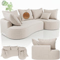 Sofa, Tirano - Bouclé Creme, Ecksofa mit L-Form, mit Rücken- & Dekokissen, 4-Sitzer Eckcouch, Schaumstoff - Ottomane rechts, Juskys