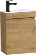Spültisch, Gäste-WC Waschtisch Set 40 cm Vormontiert Klein Waschbecken mit Unterschrank (Eiche 40cm, Ohne Wasserhahn), Kometmöbel