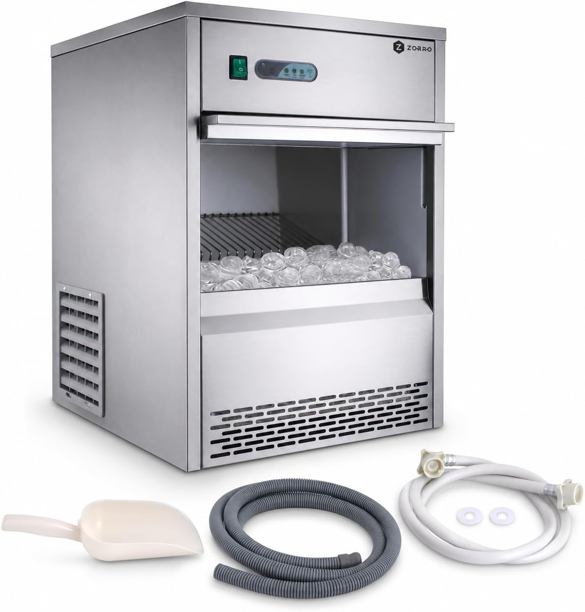 ZORRO ZEB 25 ECO 25kg 24h- - Eiswürfelbereiter - Gastro Eiswürfelmaschine, mit Edelstahlgehäuse
