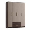 4-türiger Kleiderschrank aus Holz Braun/Beige mit Schubladen