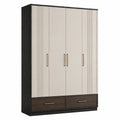 Garderobenschrank mit 4 Türen und 2 Schubladen Eichefurnier Beige/Braun