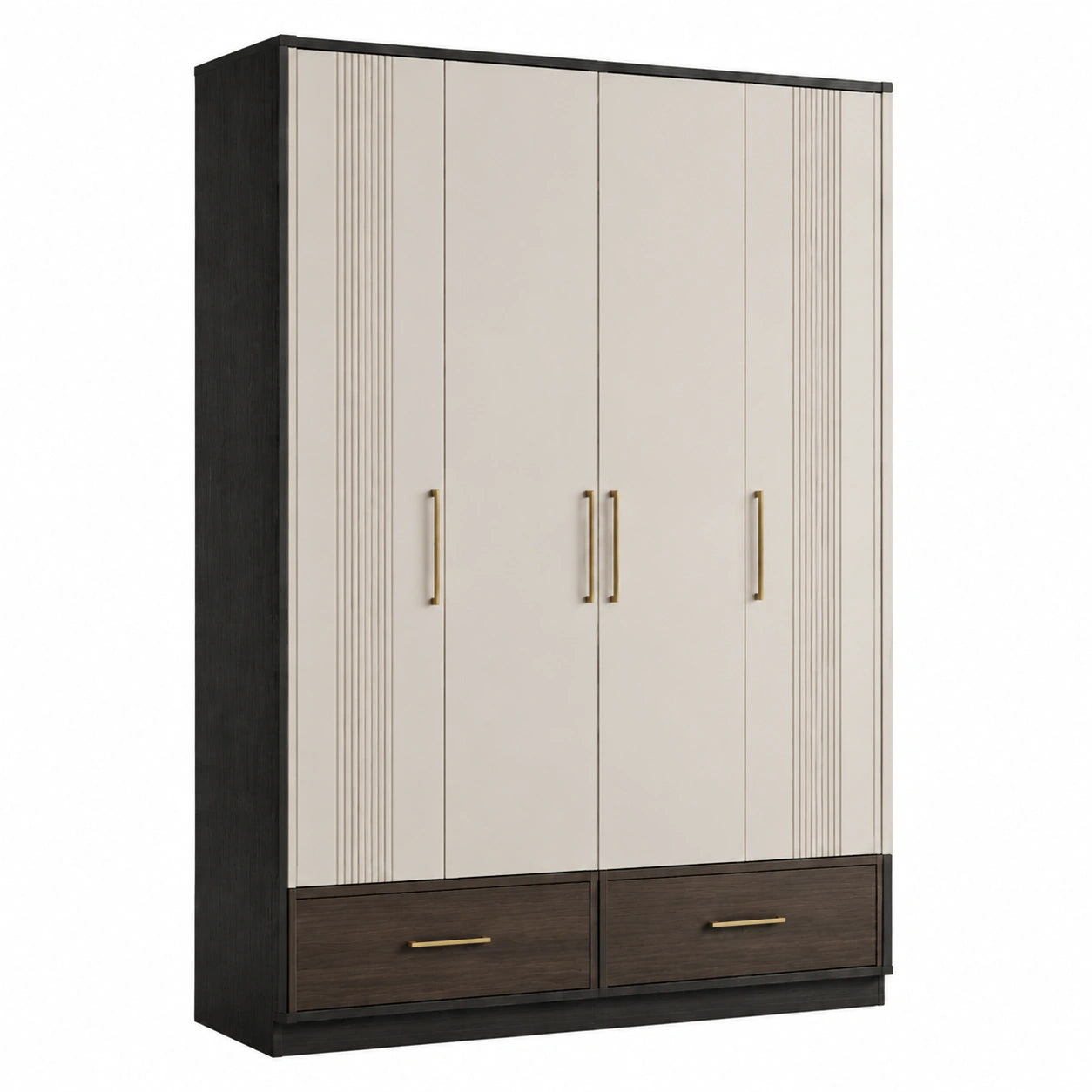 Garderobenschrank mit 4 Türen und 2 Schubladen Eichefurnier Beige/Braun