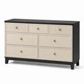 Kommode aus Holz und MDF mit 6 Schubladen in Beige und Schwarz