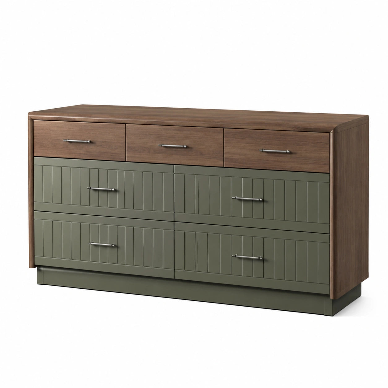 Kommode Holz Olivgrün mit 6 Schubladen 120cm Breite
