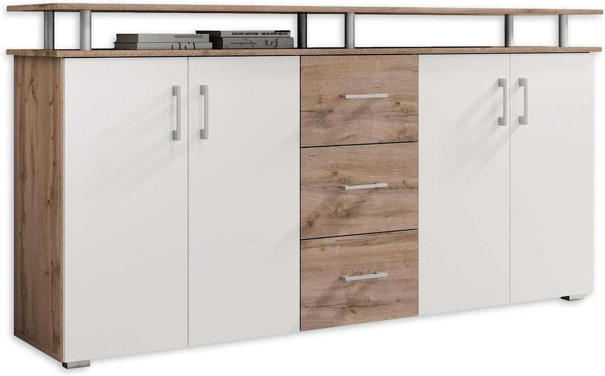 Hochschrank, LIFT Highboard mit Ablage in Wildeiche Optik