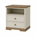 Nachttisch mit 2 Schubladen und Ablagefach MDF-Holz Weiß/Braun 60x40x35cm