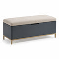 Metallaufbewahrungsbank mit Stoff-Sitzfläche 100 cm Beige/Dunkelblau