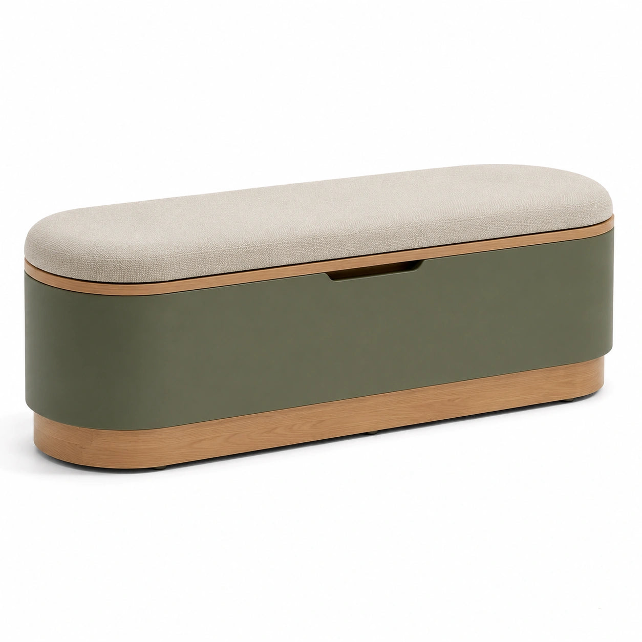 Polsterbank aus Eiche mit Stauraum und Stoff Beige