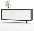 Kommode Sideboard Akia, Anthrazit/Weiß Hochglanz, 154 × 40 × 66 cm, SIMPLYFURN
