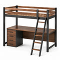 Holz- und Metall-Hochbett mit Schreibtisch und Schubladen 200x90 cm