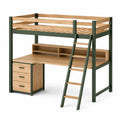 Etagenbett aus Holz und Metall mit Schreibtisch
