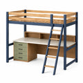 Hochbett mit Schreibtisch und Leiter Holz/Metall Blau 200x100x180 cm