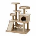 Kratzbaum aus MDF-Holz mit Sisal und Leinen in Beige