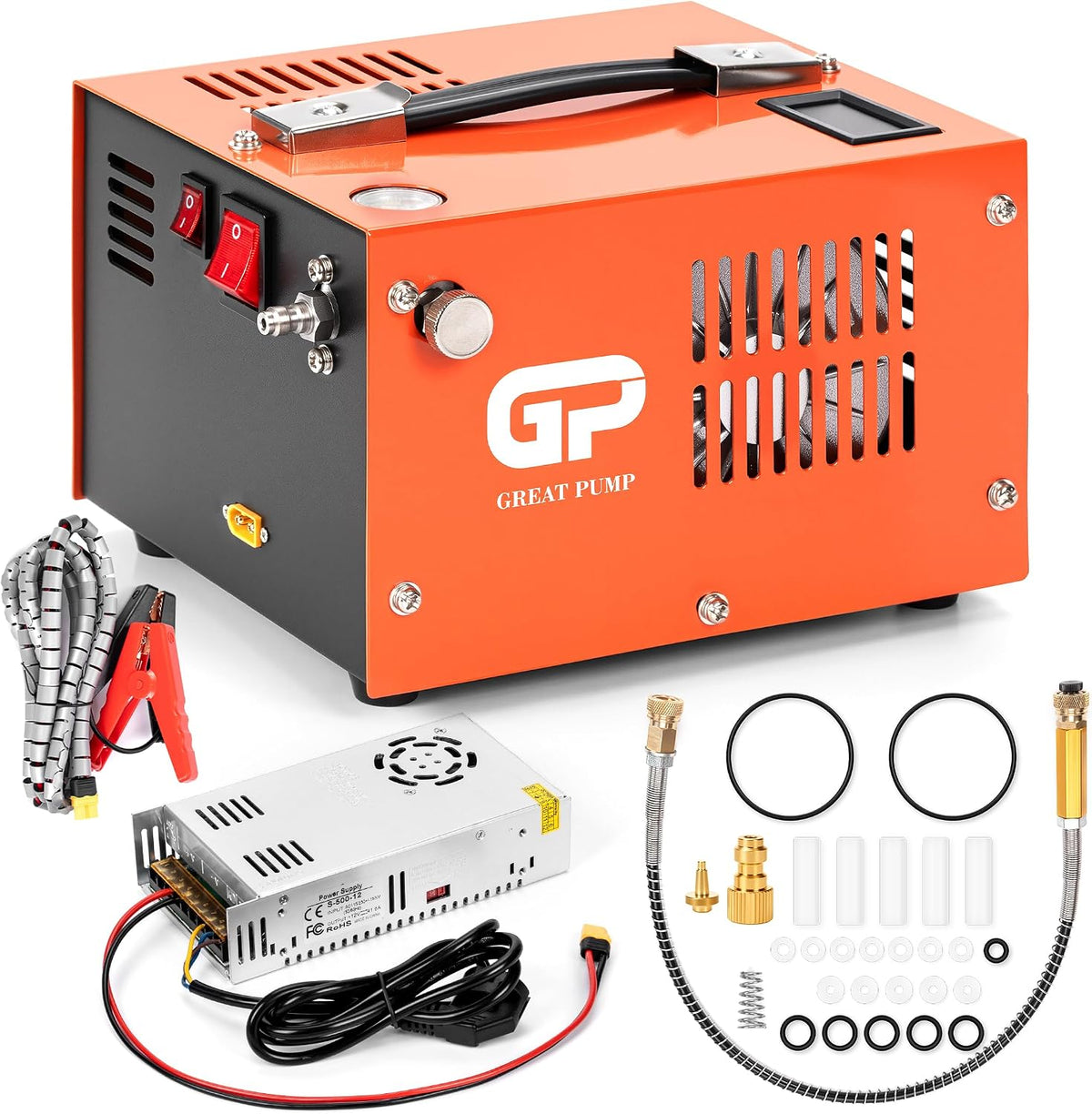 TUXING PCP-Luft Kompressor, tragbar 4500Psi/30Mpa, 8MM Schnellanschluss kompatibel für PCP-Luftpistole mit Wasser/Öl-Abscheider