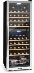 Weinkühlschrank, 2 Zonen Getränkekühlschrank Schmal, Outdoor-Kühlschrank mit Glastür, Flaschenkühlschrank Klein mit UV-Schutz