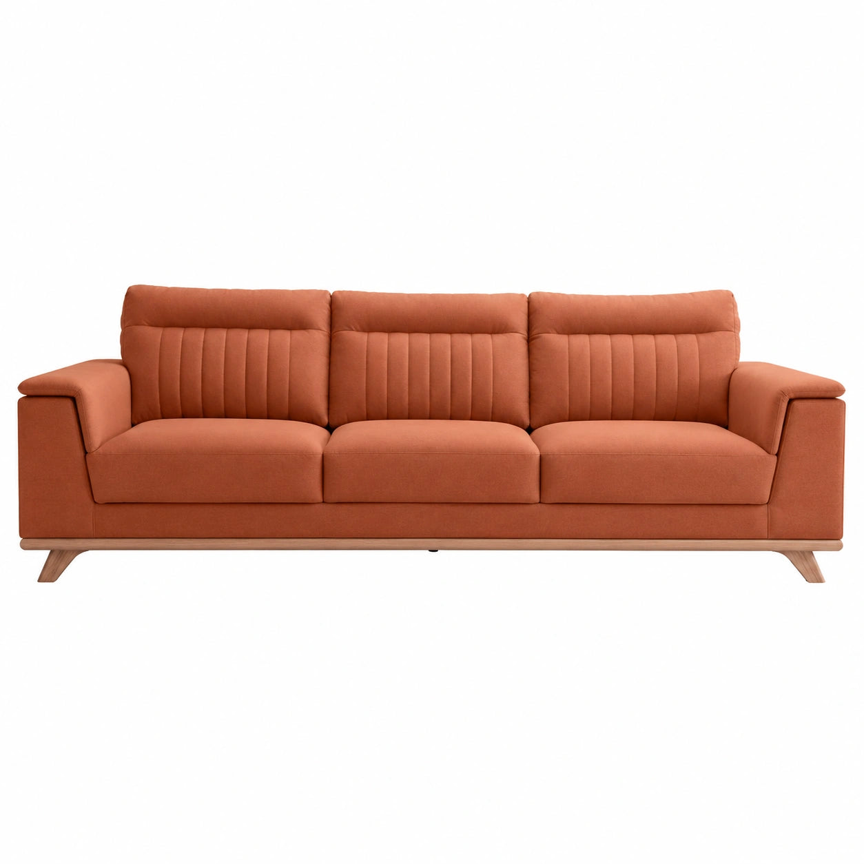 3-Sitzer Sofa Orange Stoff Holzrahmen 220cm