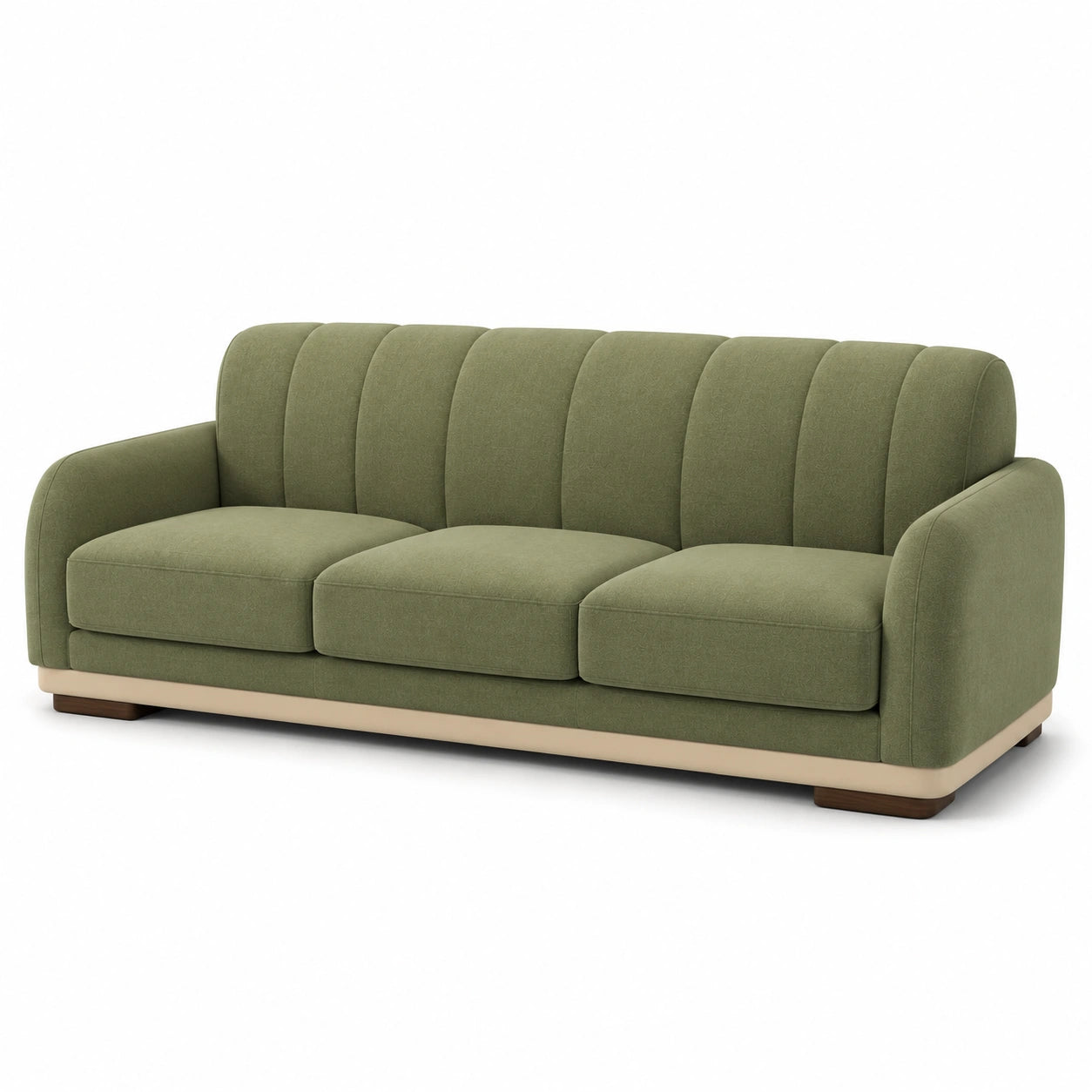 3-Sitzer Sofa Holzrahmen Polyesterstoff Grün 220 cm