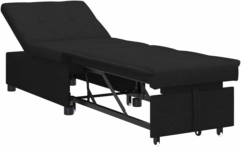 Sofa Schlaf, Ausziehbar Schwarz 194 × 50 × 82 cm Stoff, vidaXL