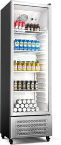 Getränkekühlschrank 306L GrandCooler, Doppelverglaste Tür, Aluminium-Tür, LED-Beleuchtung, Mechanischer Thermostat, 0 °C bis 10 °C, 4 Räder