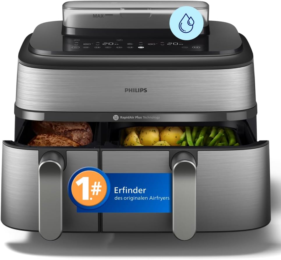PHILIPS 5000 Steam Airfryer Heißluftfritteuse, Silber, 9 L