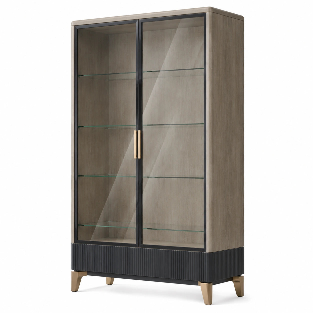 Vitrine aus Holz mit Glastüren