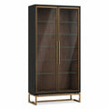 Vitrinenschrank mit Glastüren, Eichenholz und Metallrahmen