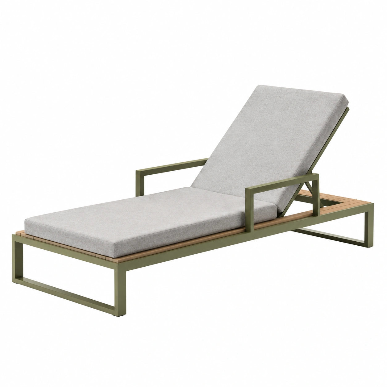 Gartenliege Metall und Teakholz Hellgrau 200 cm