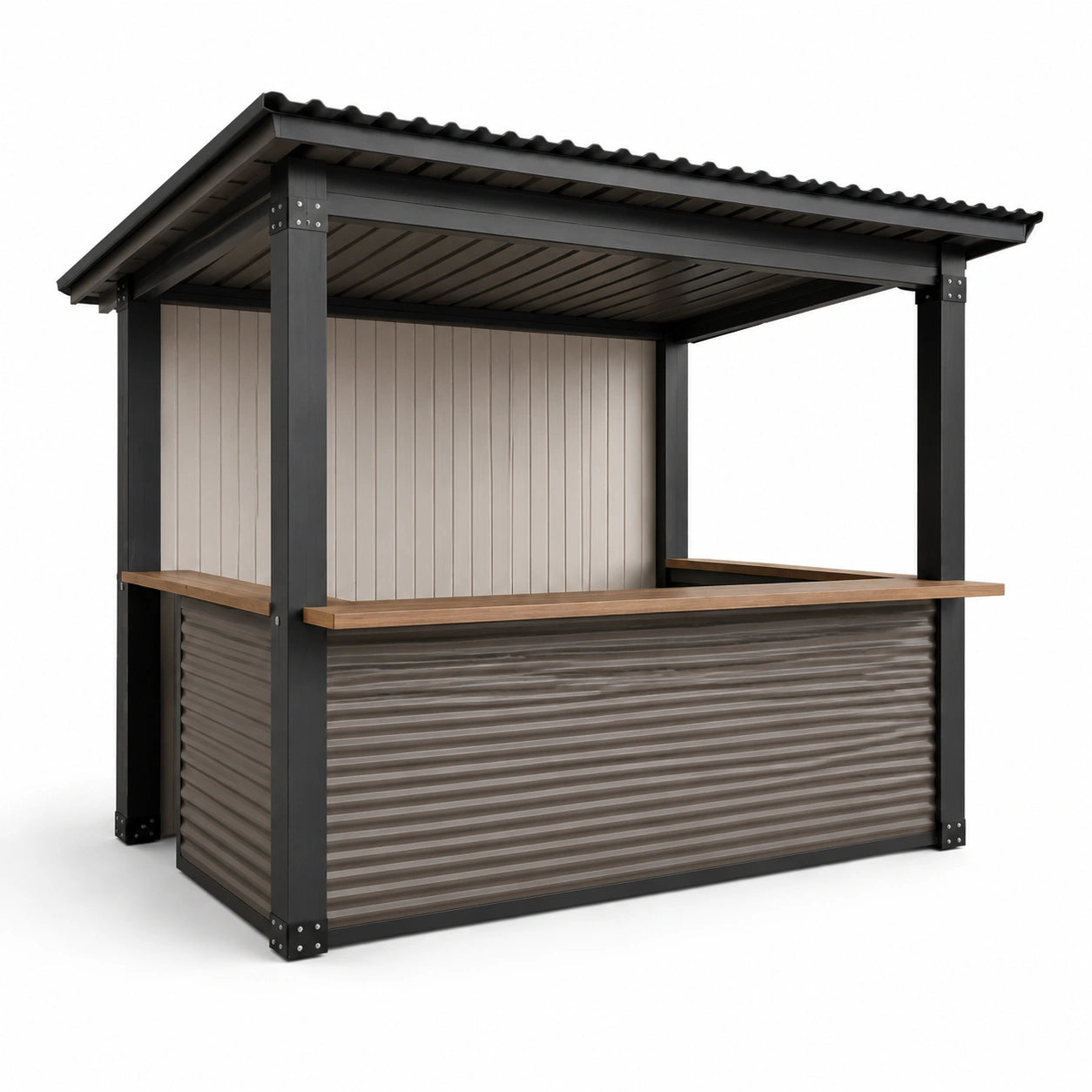 Stahl Gartenbar mit Holzarbeitsplatte