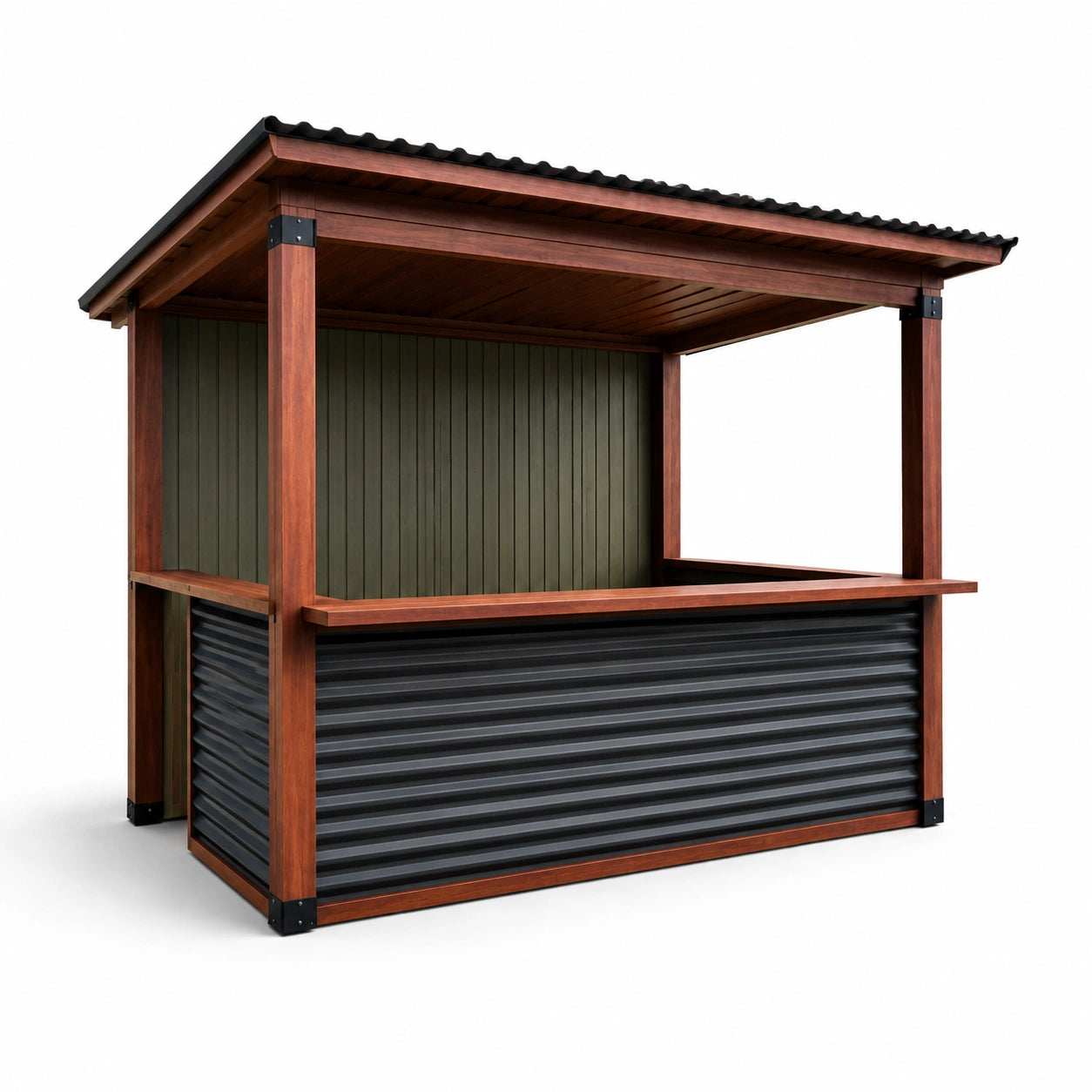 Holz-Metall Pavillon mit Überdachung 200cm x 150cm x 250cm