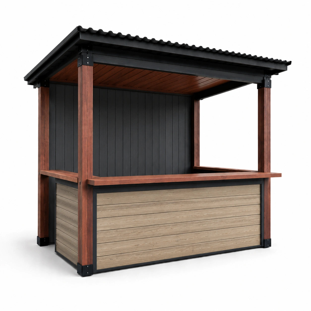 Verkaufsstand aus Holz und Metall mit Überdachung 220x150x230 cm