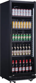 Getränkekühlschrank 360 Flaschenkühlschrank Liter, Flaschenkühler mit Glastür Abschließbar, 5 Verstellbare Roste, Gehäuse aus Stahl, Schwarz