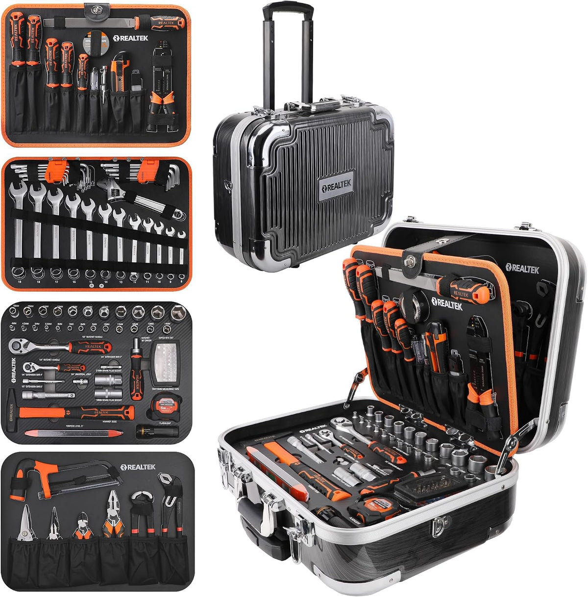 REALTEK Werkzeugkoffer,   Werkzeugkoffer 123 tlg Werkzeug Set mit
