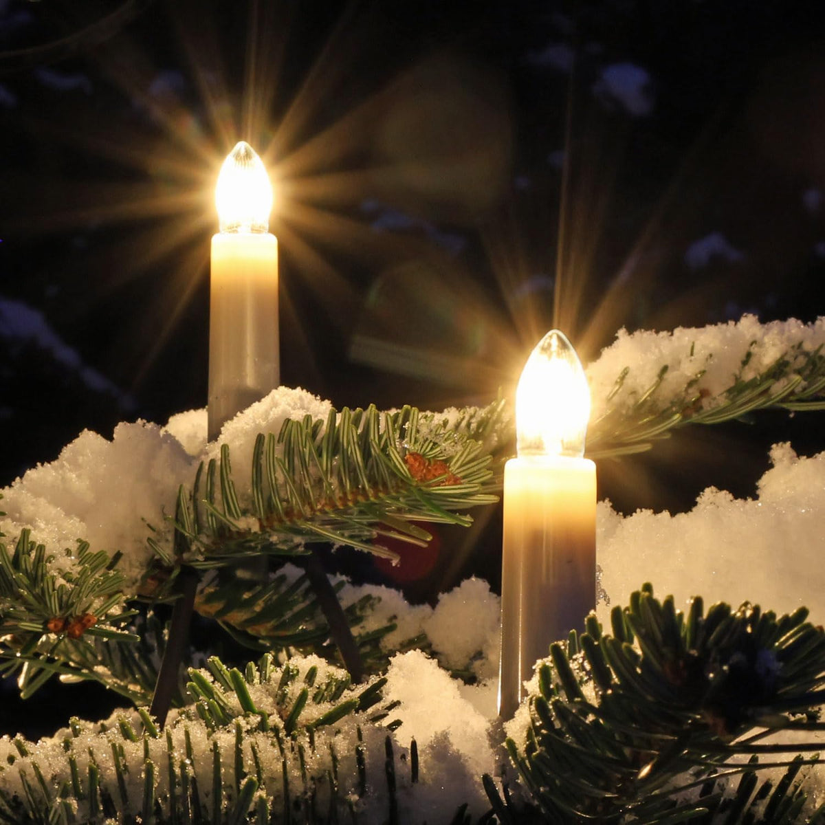 CLGarden Außen & Innen, Außen Kerzen Lichterkette Original NARVA mit 20 Schaftkerzen Perlmutt 19 Meter warmweiß Tannenbaum Weihnachtsbaum Beleuchtung