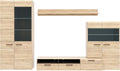 Sideboard, Combino Wohnwand mit 2 Türen, 3 Glastüren und 2 Schubladen, Holzwerkstoff, Sonoma Eiche/ Denver Eiche/Wenge, 197 x 330 x 52 cm, Forte
