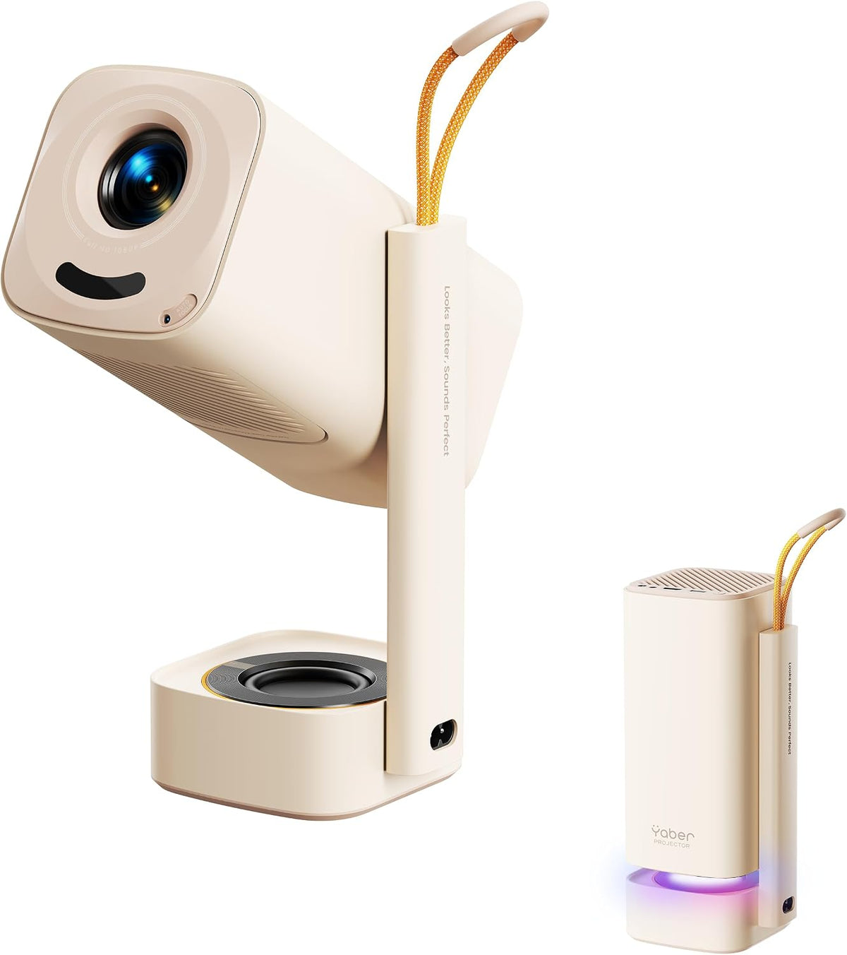 Yaber PROJECTOR Mini Beamer, 【Dolby Audio & Turbo Sonic Bass】 T1 Pro Smart Beamer Full HD 1080P mit HDR 10, WIFI6 und Bluetooth 5.4