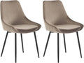 Esszimmerstuhl, - Stuhl 2er-Set Masurie - Samt - Taupe, Vente-unique
