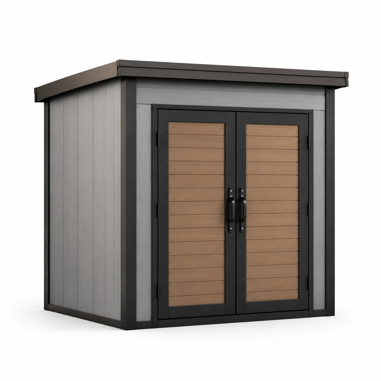 Gartenschuppen aus Metall und Holz Grau/Braun 210x190x220cm