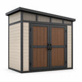 PVC-Gartenhaus mit Stahlstruktur und PVC-Türen, 230 cm x 150 cm x 210 cm