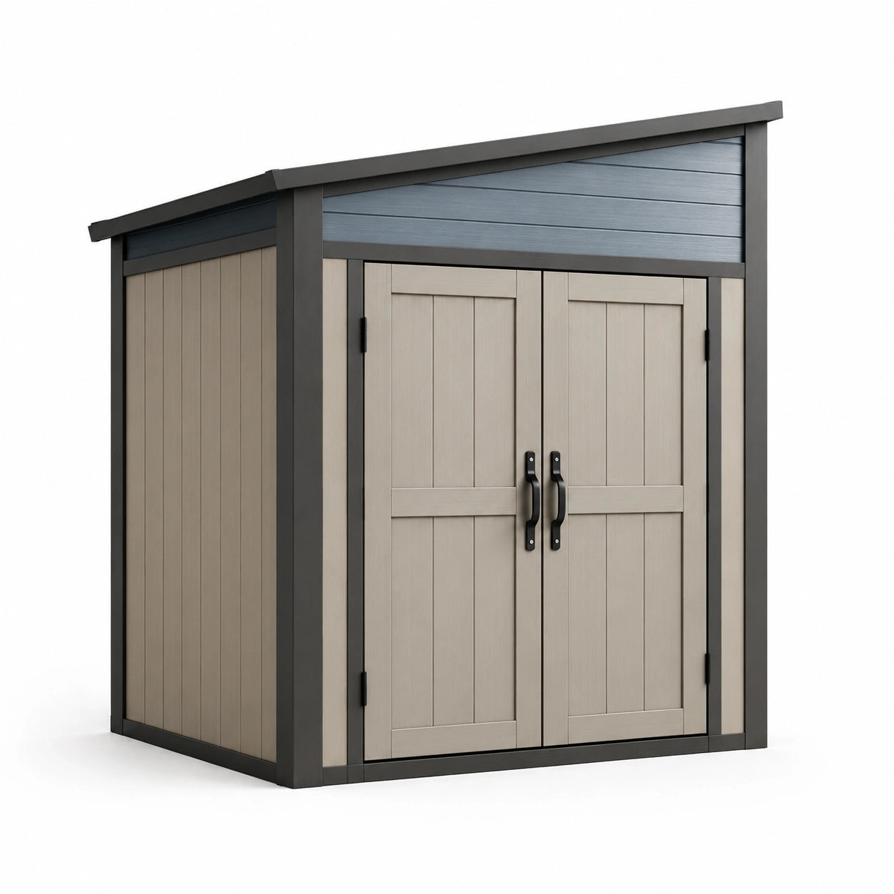 Gartenschuppen Kunststoff Beige/Grau mit Doppeltür
