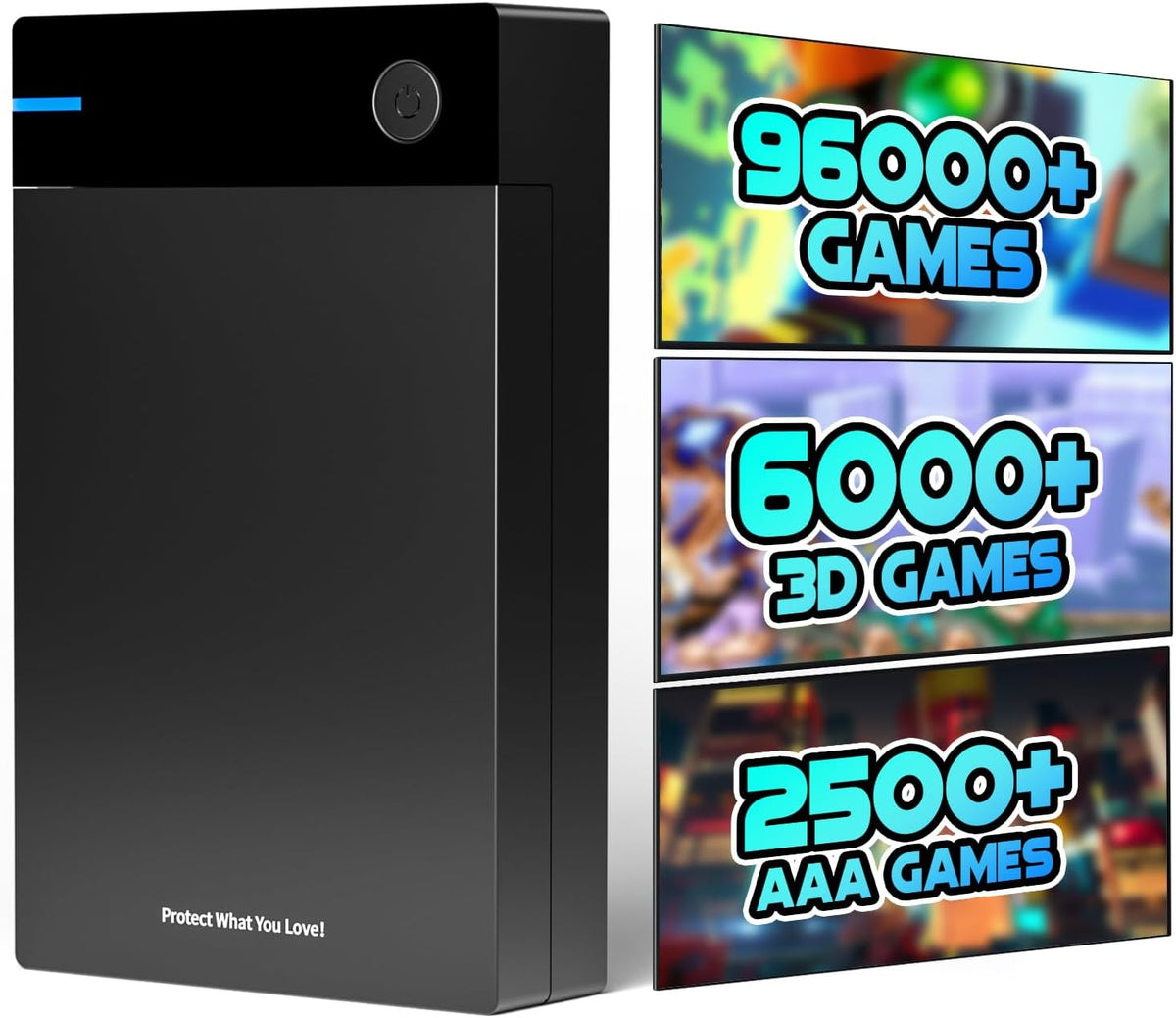 Kinhank Externe Festplatten, Externe HDD-Festplatte mit mehr als 96000 Retro-Spielen, kompatibel mit über 400 Emulatoren