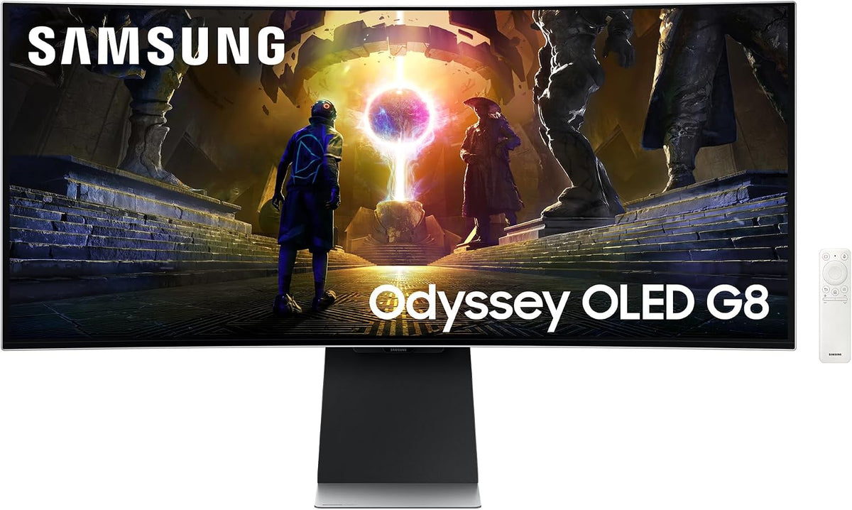 Samsung G85SD Odyssey Curved Gaming Monitor, 34 Zoll, Bildschirm mit QD-OLED-Panel, UWQHD, 3440 × 1440 Pixel, AMD Freesync Premium Pro