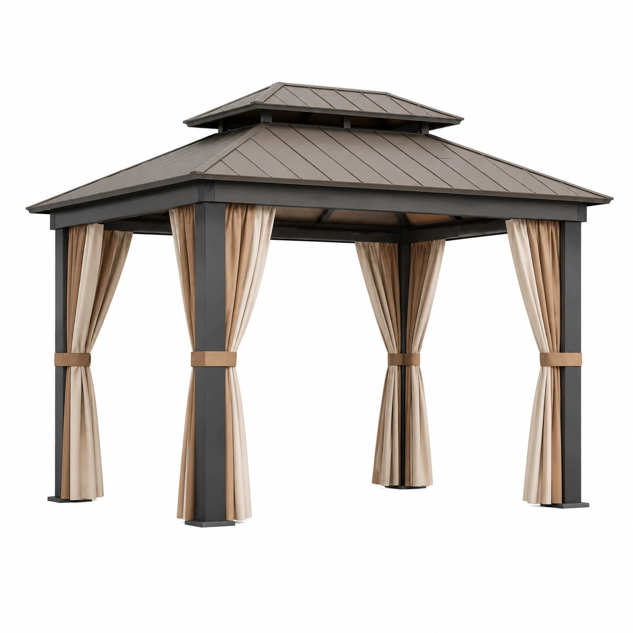 Aluminium Pavillon Dunkelgrau 3x3x2.6m mit Polyester Vorhängen