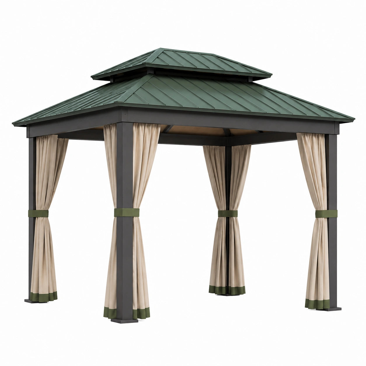 Aluminium Pavillon mit Stahlblechdach und Polyester Vorhängen 300x300 cm