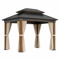 Pavillon aus Metall und Holz mit Vorhängen 3m x 3m