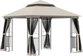 Outsunny Gartenlauben, Gartenpavillon Doppeldach 4 x Seitenwände 3 x 3 m Beige