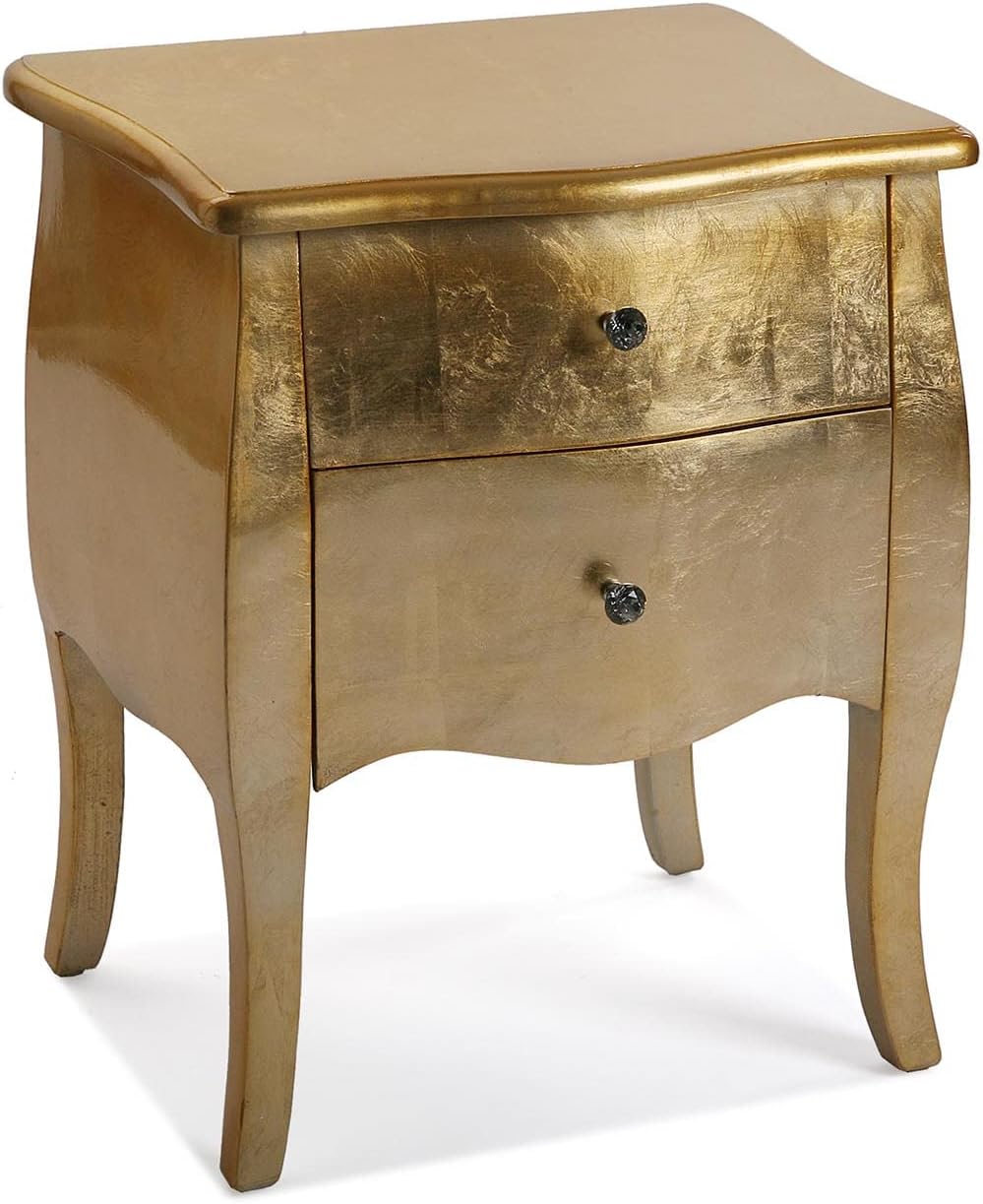 Tisch Cagliari Nacht, mit 2 Schubladen, Maßnahmen (H x L x B) 60 × 39 × 50 cm, Holz, Farbe: Golden, Versa