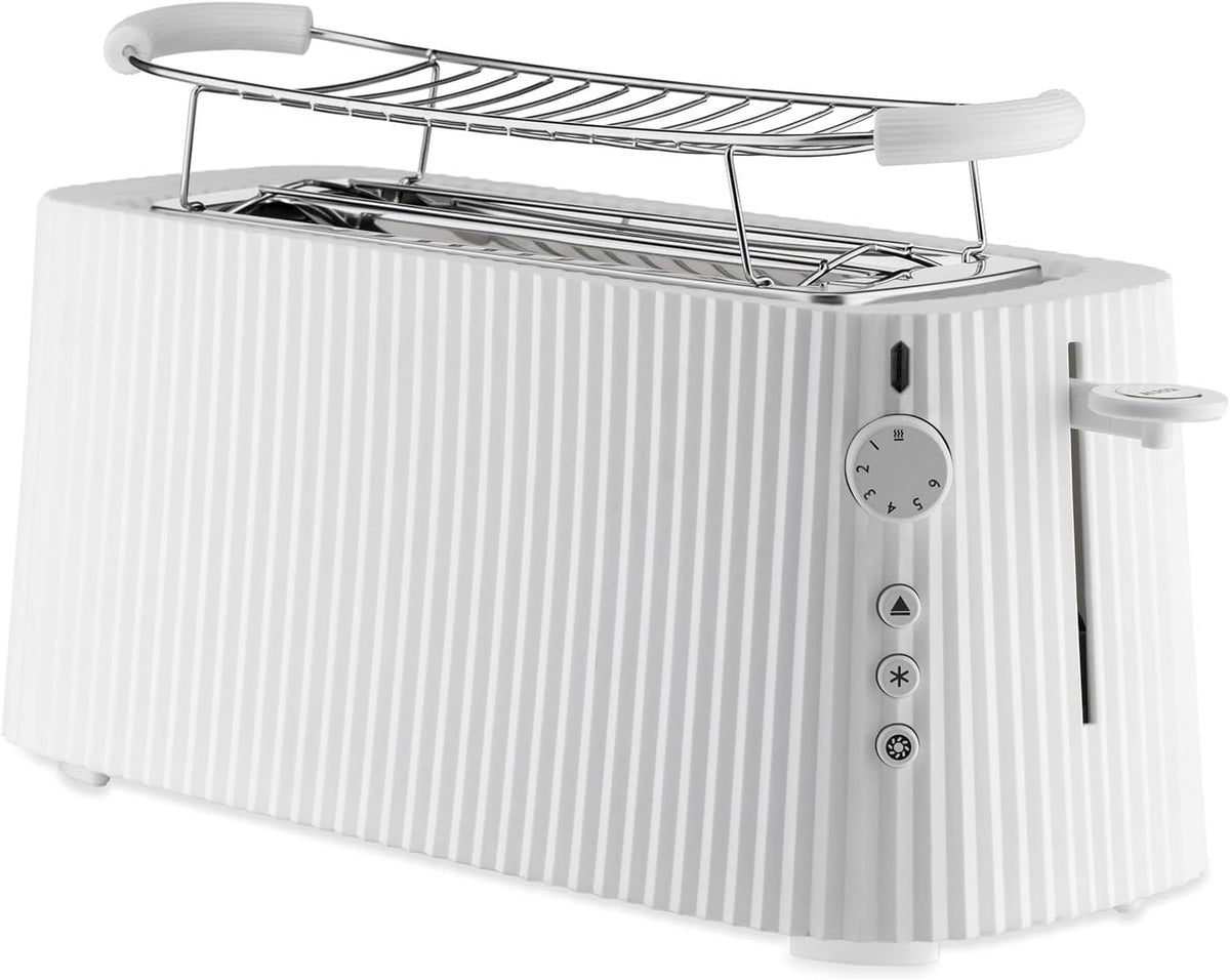 Alessi MDL15 Plissé W - Langer Doppelfach- Toaster, aus Thermoplastischem Harz, Brötchenaufsatz aus Edelstahl 18/10 und Thermoplastischem Harz
