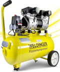 WELDINGER Flüster Kompressor, FK 120 turbo pro 1500 W Luftabgabe 202 l/min ölfrei innenbeschichteter 24 l Tank Druckregler 5 Jahre Garantie
